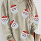 CHRISTMAS Sequin Santa Patch Ribbed Sweatshirt