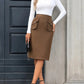 Elastic Waist Skirt with Pockets