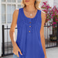 Eyelet Buttoned Round Neck Tank
