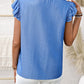 Ruffled Notched Cap Sleeve Blouse