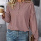Eyelet Round Neck Long Sleeve Top