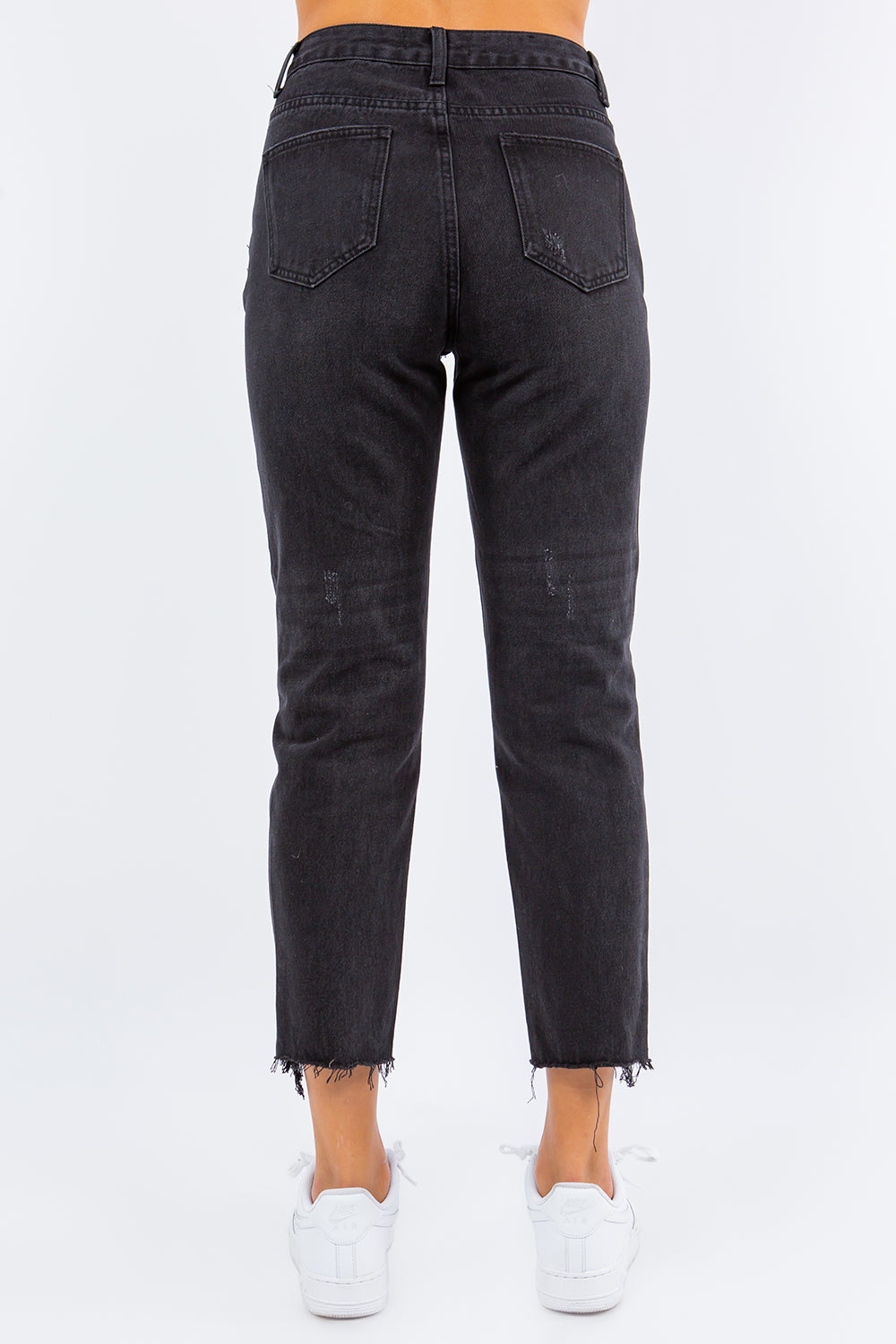 American Bazi High Waist Distressed Cropped Straight Jeans *