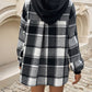 Devine Drawstring Plaid Long Sleeve Hoodie
