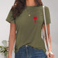 Heart Round Neck Short Sleeve T-Shirt