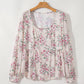 Printed Square Neck Long Sleeve Blouse