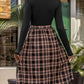 Plaid Mock Neck Long Sleeve Dress