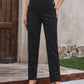 Decorative Button Elastic Waist Pants