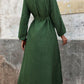Perfee Collared Neck Long Sleeve Midi Shirt Dress