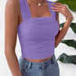 Full Size Textured Square Neck Wide Strap Tank