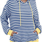 Drawstring Striped Long Sleeve Hoodie