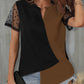 Color Block Notched Short Sleeve T-Shirt