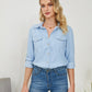 Pocketed Button Up Long Sleeve Denim Shirt