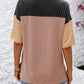 Full Size Color Block Round Neck Half Sleeve T-Shirt