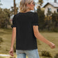 Lace Detail V-Neck Flounce Sleeve Blouse