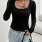 Devine Lace Detail Scoop Neck Long Sleeve T-Shirt