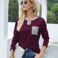Cutout Leopard Round Neck Long Sleeve T-Shirt