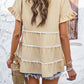 Round Neck Flounce Sleeve Blouse