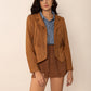Tied Tassel Collared Neck Long Sleeve Jacket