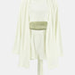 Waffle-Knit Round Neck T-Shirt, Open Front Cardigan and Shorts Set