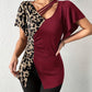 Ruched Leopard Flutter Sleeve T-Shirt