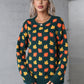 Angel Wings Maple Leaf Round Neck Long Sleeve Sweater