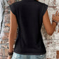 Round Neck Cap Sleeve Blouse