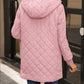 Quilted Zip Up Hooded Jacket with Pockets