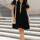 Sequin Half Button Short Sleeve Dress