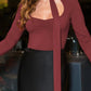 Ruched Sweetheart Neck Long Sleeve T-Shirt