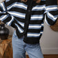 Striped Button Down Long Sleeve Cardigan