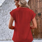 Full Size Decorative Button V-Neck Short Sleeve Blouse
