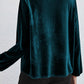 Notched Long Sleeve Velvet Top
