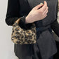 Fuzzy Polyester Mini Handbag with Zipper