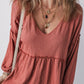 Frill V-Neck Long Sleeve Blouse