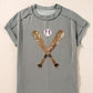 Sequin Baseball Round Neck Short Sleeve T-Shirt