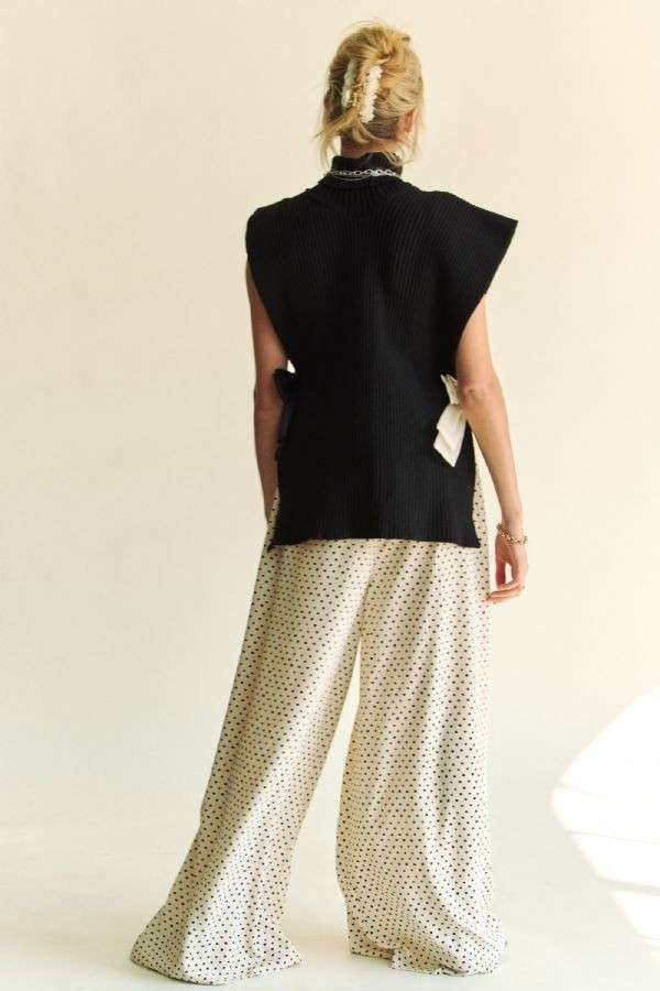 Davi & Dani Side Split Turtleneck Sleeveless Knit Top *
