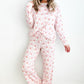 Santa Print Long Sleeve Top and Pants Lounge Set