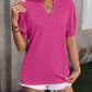 Textured Notched Flounce Sleeve Blouse