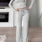 Round Neck Long Sleeve Top and Drawstring Pants Set