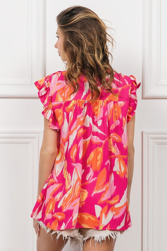BiBi Smocked Yoke Ruffled Floral Top - Brand BiBi