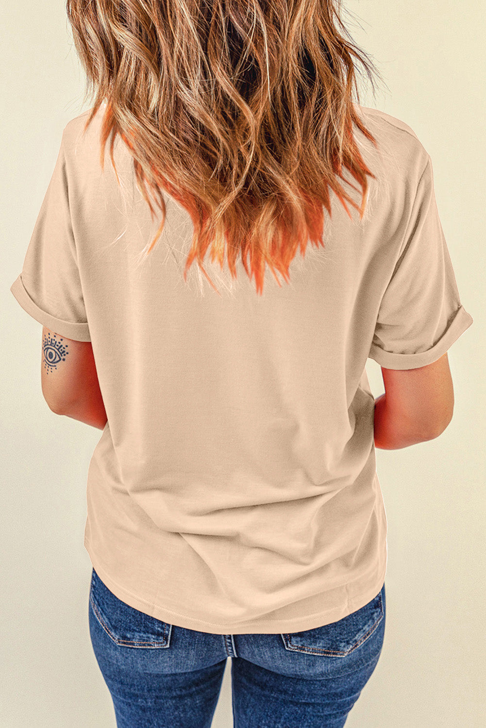 Full Size AMERICA Round Neck Short Sleeve Tan T-Shirt