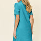Double Take Full Size Texture Collared Neck Short Sleeve Mini Dress