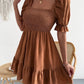 Smocked Square Neck Short Sleeve Dress