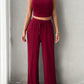 Mock Neck Sleeveless Top and Drawstring Pants Set