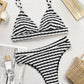 Striped V-Neck Two-Piece Swim Set