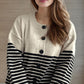 Striped Button Down Long Sleeve Cardigan