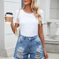 Beautiful Bea Distressed Raw Hem Denim Shorts