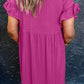 Round Neck Flounce Sleeve Mini Dress