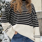 Striped Mock Neck Long Sleeve Sweater