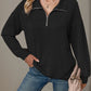 Double Take Striped Half Zip Long Sleeve T-Shirt